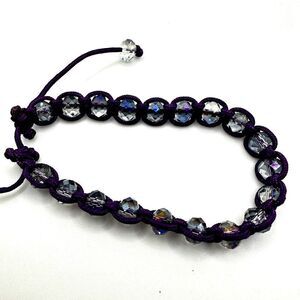 SALE! Stunning faceted glass beaded adjustable purple bracelet!